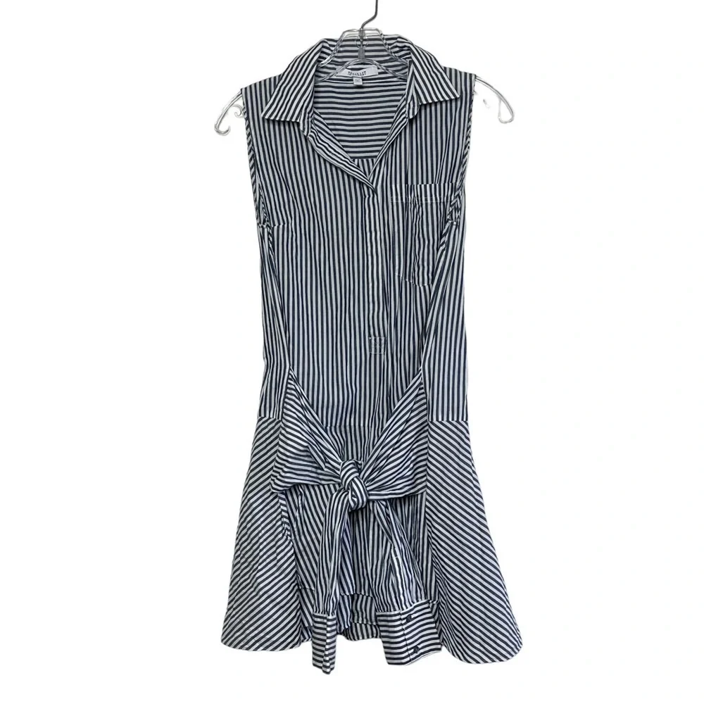 Derek Lam 10 Crosby Size 2 Striped Shirt Tie Waist Mini Dress - Picture 1 of 14